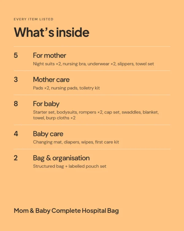 Mom & Baby Complete Hospital Bag: what’s inside the pack