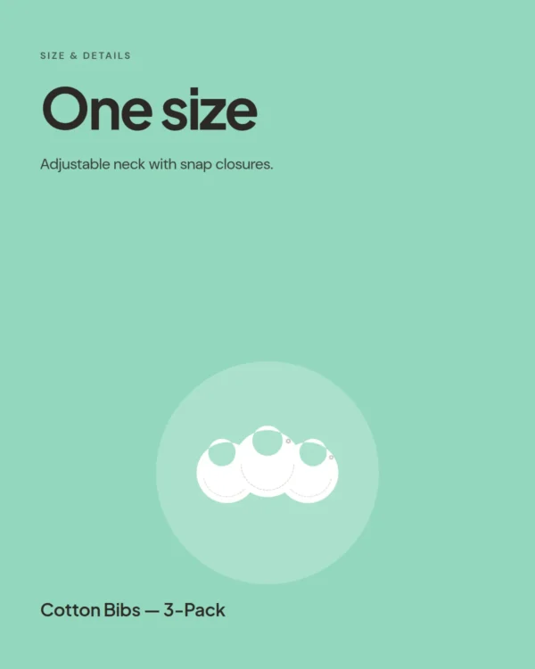 Cotton Bibs — 3-Pack: size and details