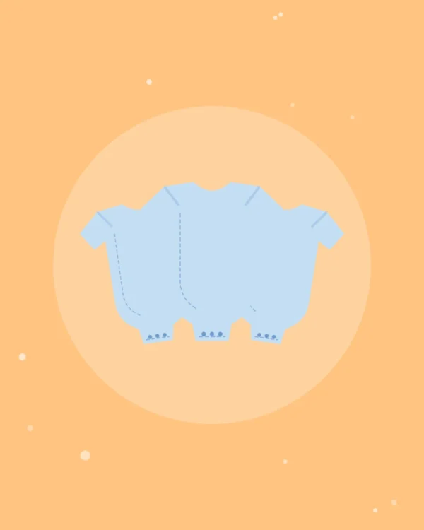 Illustration of the Cotton Bodysuits — 3-Pack in blue, product photo coming soon