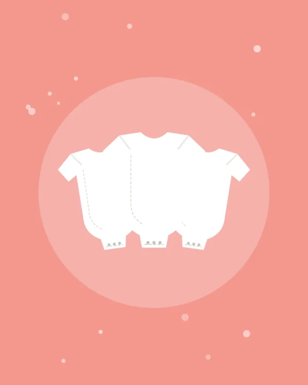 Illustration of the Cotton Bodysuits — 3-Pack in white, product photo coming soon
