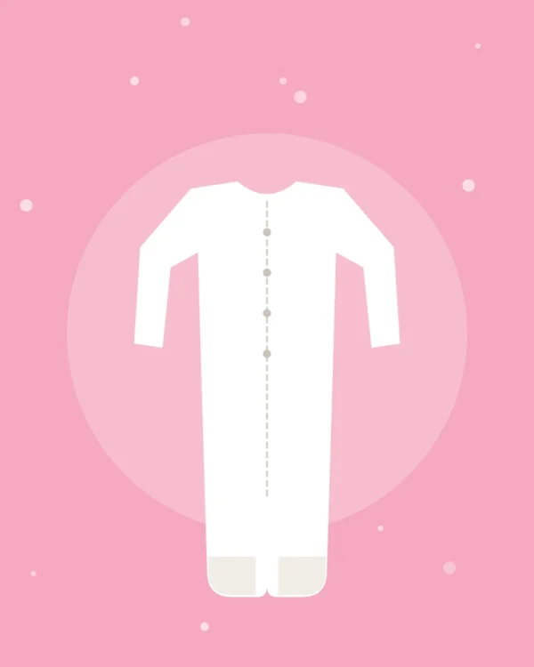 Close-up illustration of the Cotton Footed Romper, product photo coming soon