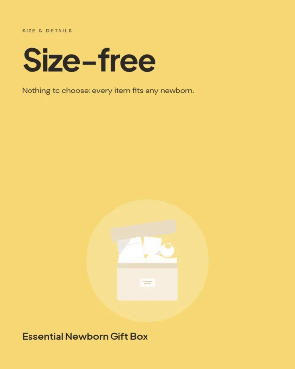 Essential Newborn Gift Box: size and details
