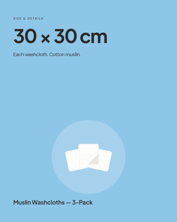 Muslin Washcloths — 3-Pack: size and details