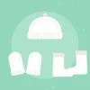 Close-up illustration of the Newborn Cap, Mittens & Booties Set, product photo coming soon
