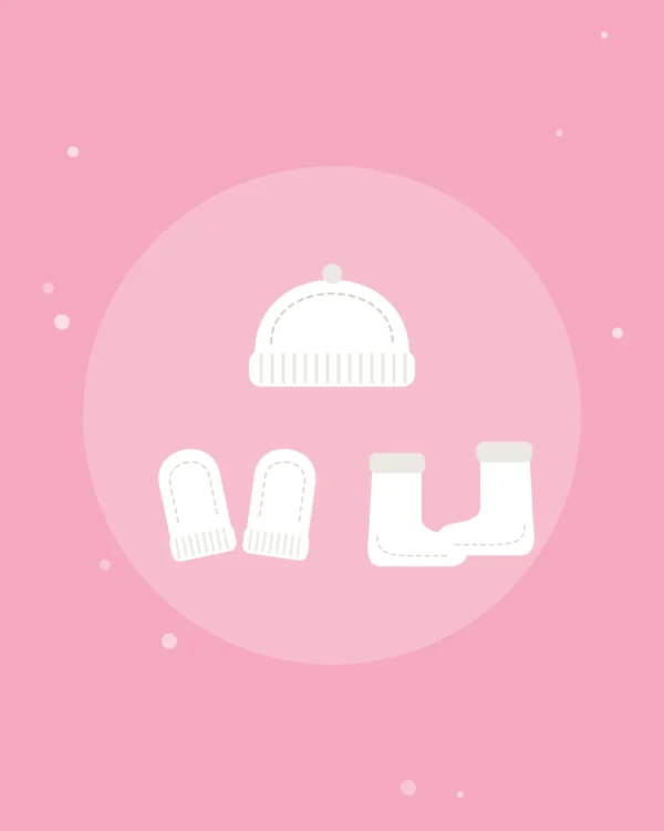 Illustration of the Newborn Cap, Mittens & Booties Set, product photo coming soon
