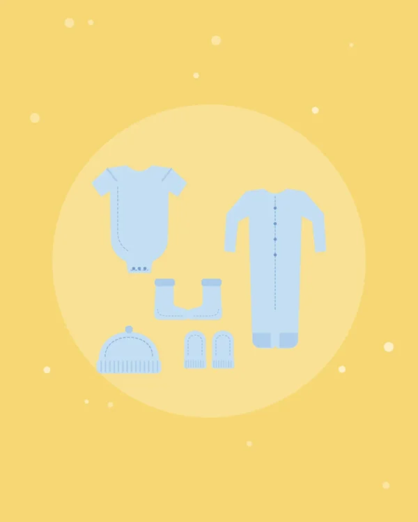 Illustration of the Newborn Starter Set — 5 Pieces in blue, product photo coming soon
