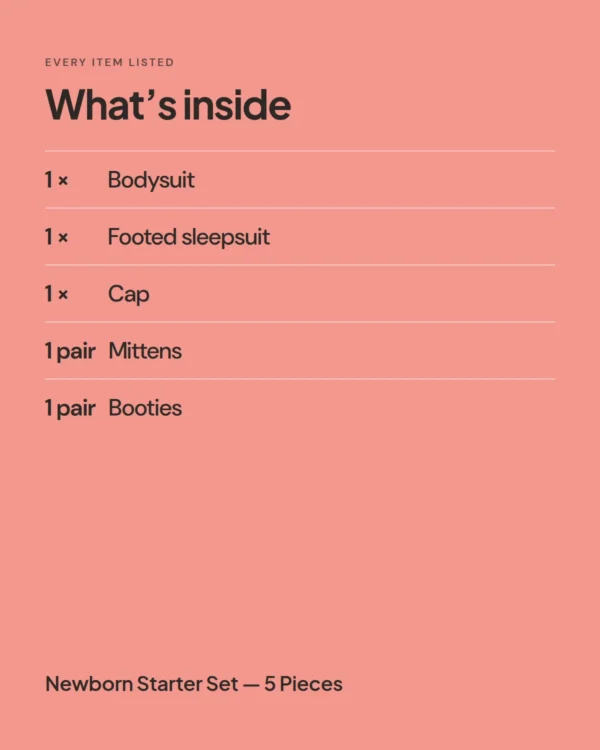 Newborn Starter Set — 5 Pieces: what’s inside the pack