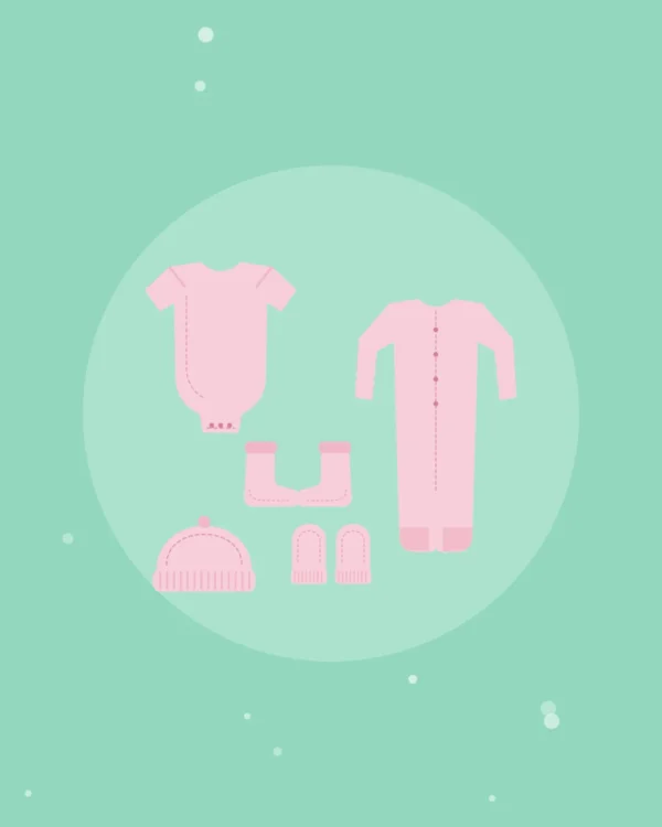 Illustration of the Newborn Starter Set — 5 Pieces in pink, product photo coming soon