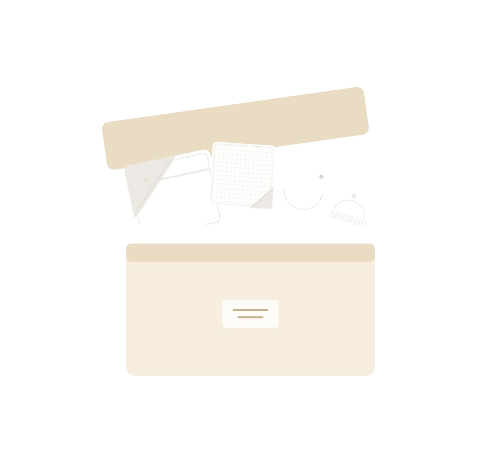 Illustration of a newborn gift box with a towel, swaddle, bib and cap